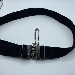 Black Cotton Canvas Belt Men's Size M 32-34 Metal Buckle w/ Pin